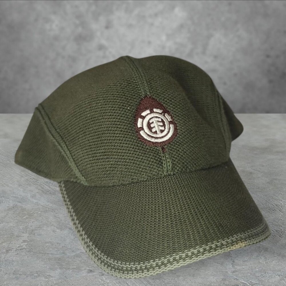 Vintage Y2K 'Element' Skateboarding green knit strapback 5 panel hat